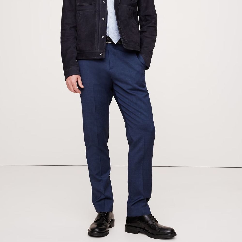 Banana Republic Italian Nailhead Wool Dress Pants - Size 30R - Blue Slim Trouser